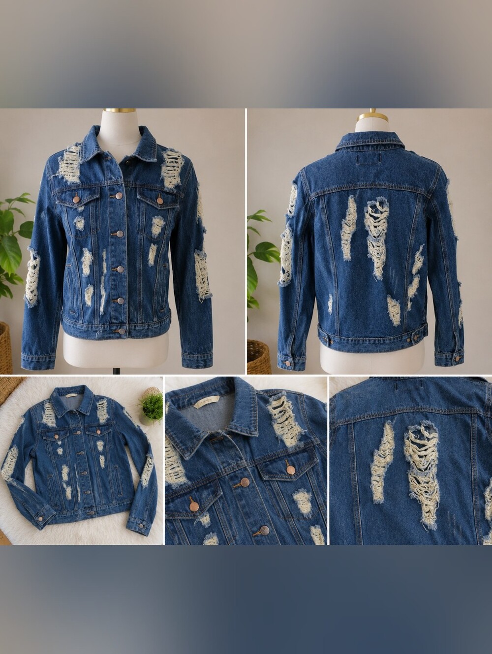 Boden Distressed Dark Blue Denim Jacket
